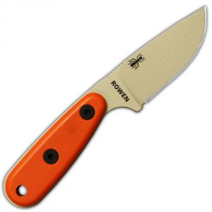 ESEE Izula Desert Tan Fixed Blade Knife w/ Orange G10 Handles and Black Polymer Sheath